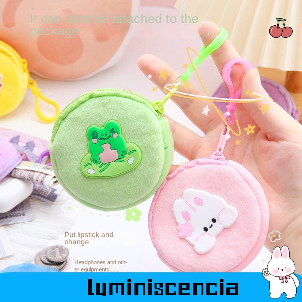 LUMINESCIA Mini Coin Bag, Soft Plush Cute Coin Bag, Cartoon Plush Zipper Bag