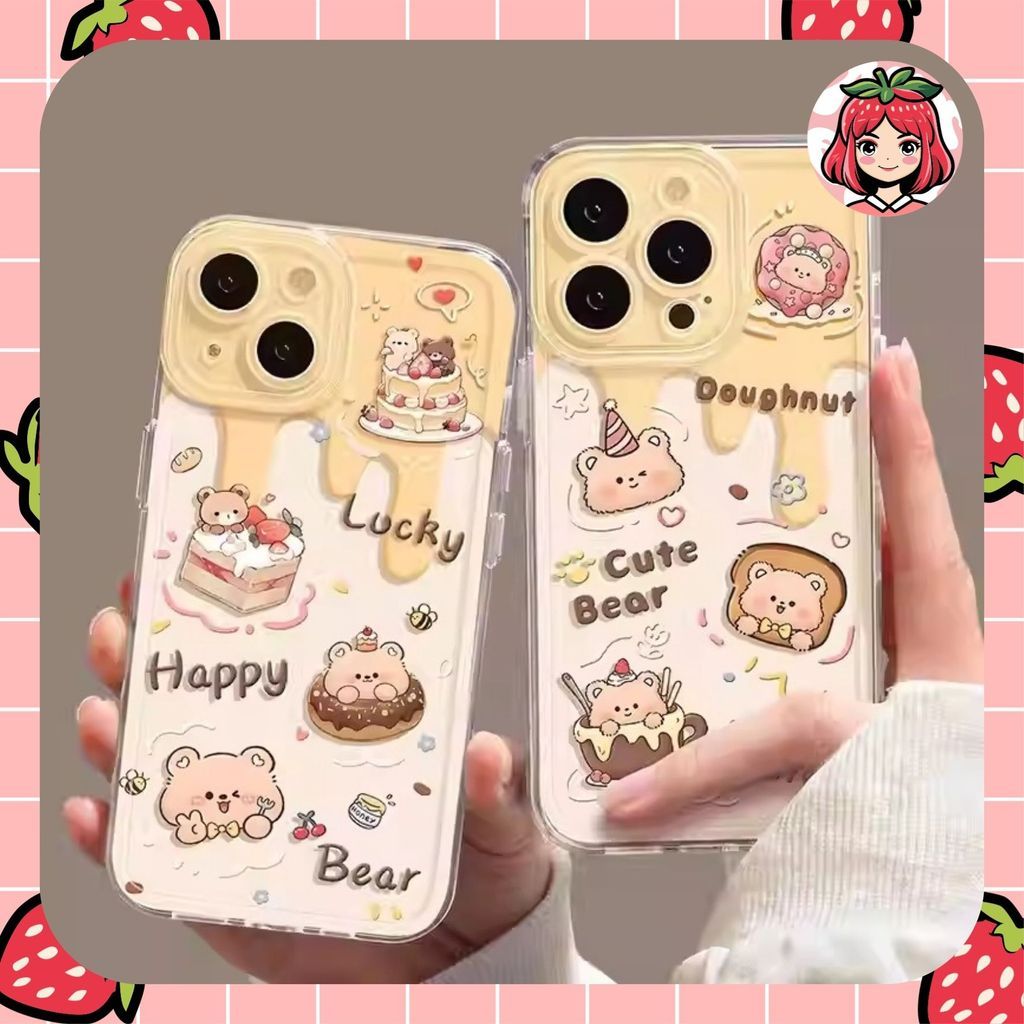 BEAR ANGEL EYE PRINTING กรณี oppo Reno realme 7 5g a17 a57 2022 a58 4G a15 a16 a16k a16e a1k c2 a31 