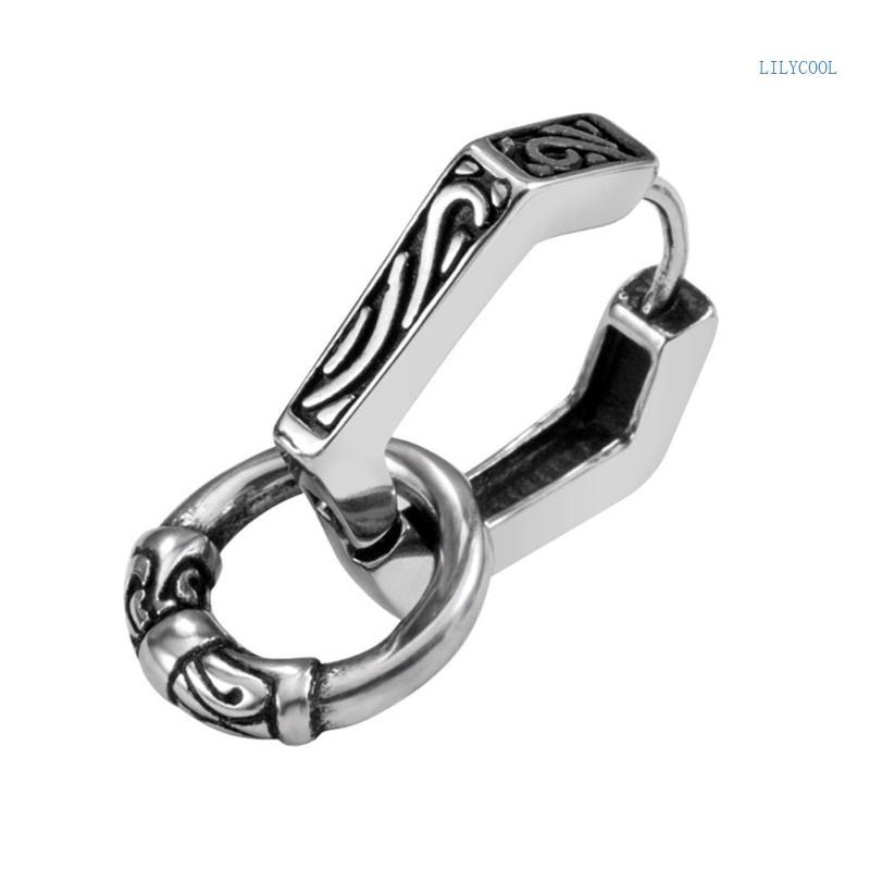 CH ต่างหูเรขาคณิต Double Hoop สไตล์วินเทจ เครื่องประดับสําหรับผู้ชายและวัยรุ่น