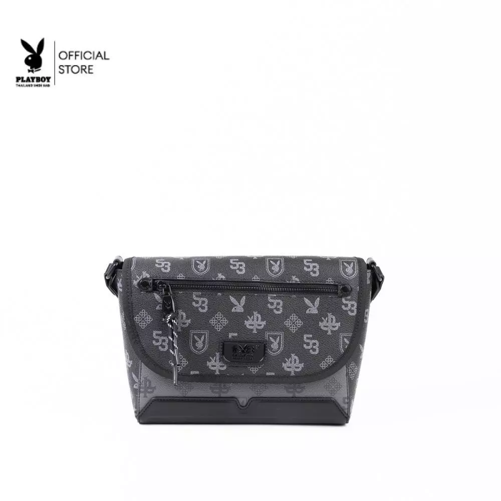 PLAYBOY รุ่น Monic Crossbody bag กระเป๋าสะพายข้าง รหัส ST-B262PBM344-BK ดีไซน์ทรงFlap สีGunmetal