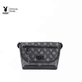 PLAYBOY รุ่น Monic Crossbody bag กระเป๋าสะพายข้าง รหัส ST-B262PBM344-BK ดีไซน์ทรงFlap สีGunmetal