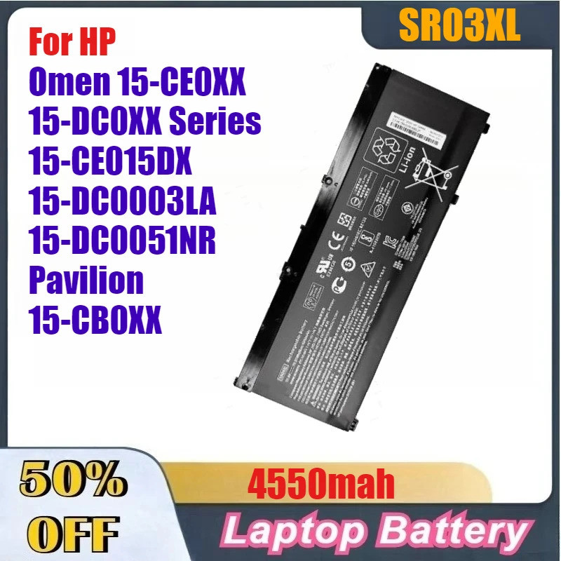 แบตเตอรี่ SR03XL คุณภาพสูง 4550mah สําหรับ HP Omen 15-CE0XX 15-DC0XX Series 15-CE015DX 15-DC0003LA 1