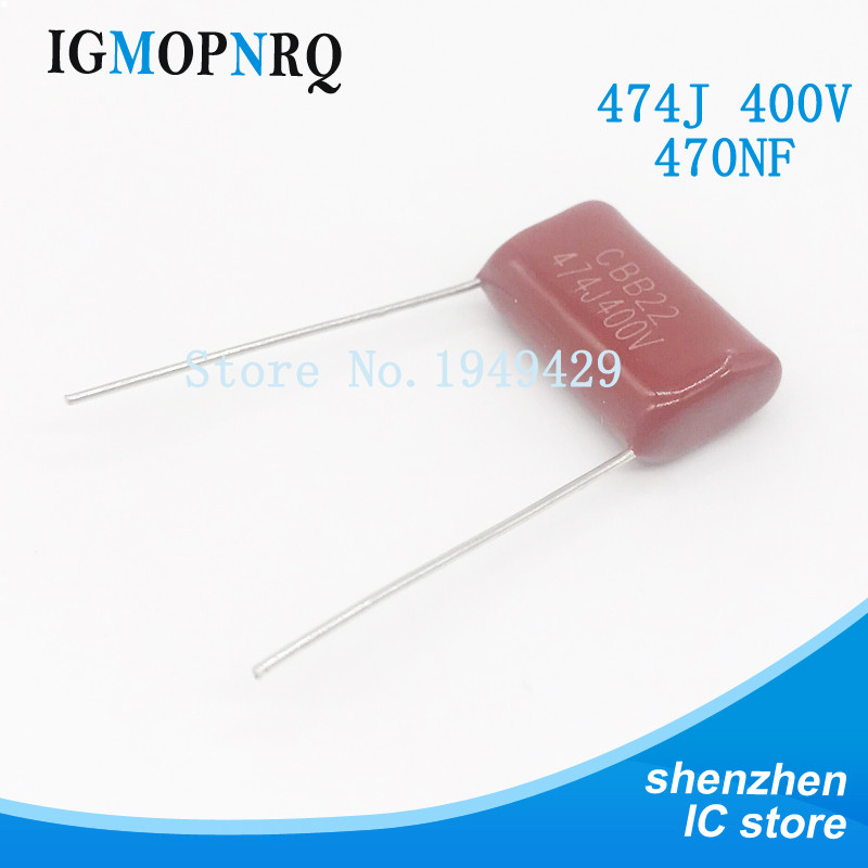 10 ชิ้น/ล็อต 474 470nF 400V CBB Polypropylene ฟิล์มตัวเก็บประจุ Pitch 15 มม.474 470nF 400V ใหม่
