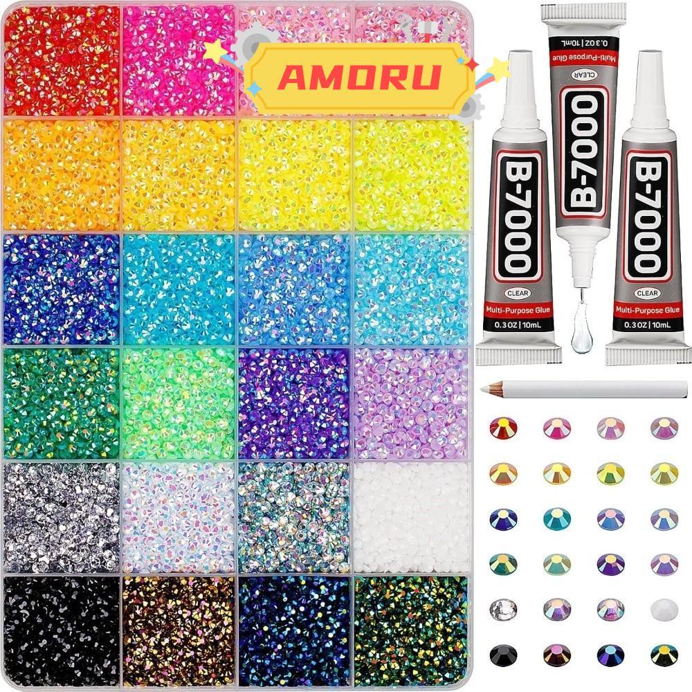 AMOR12U7 เรซิ่น Rhinestone ชุด, Diamond Art Sparkling Jelly Rhinestones, Hot DIY ตกแต่ง Multicolor Bedazzling Rhinestones สําหรับเล็บ