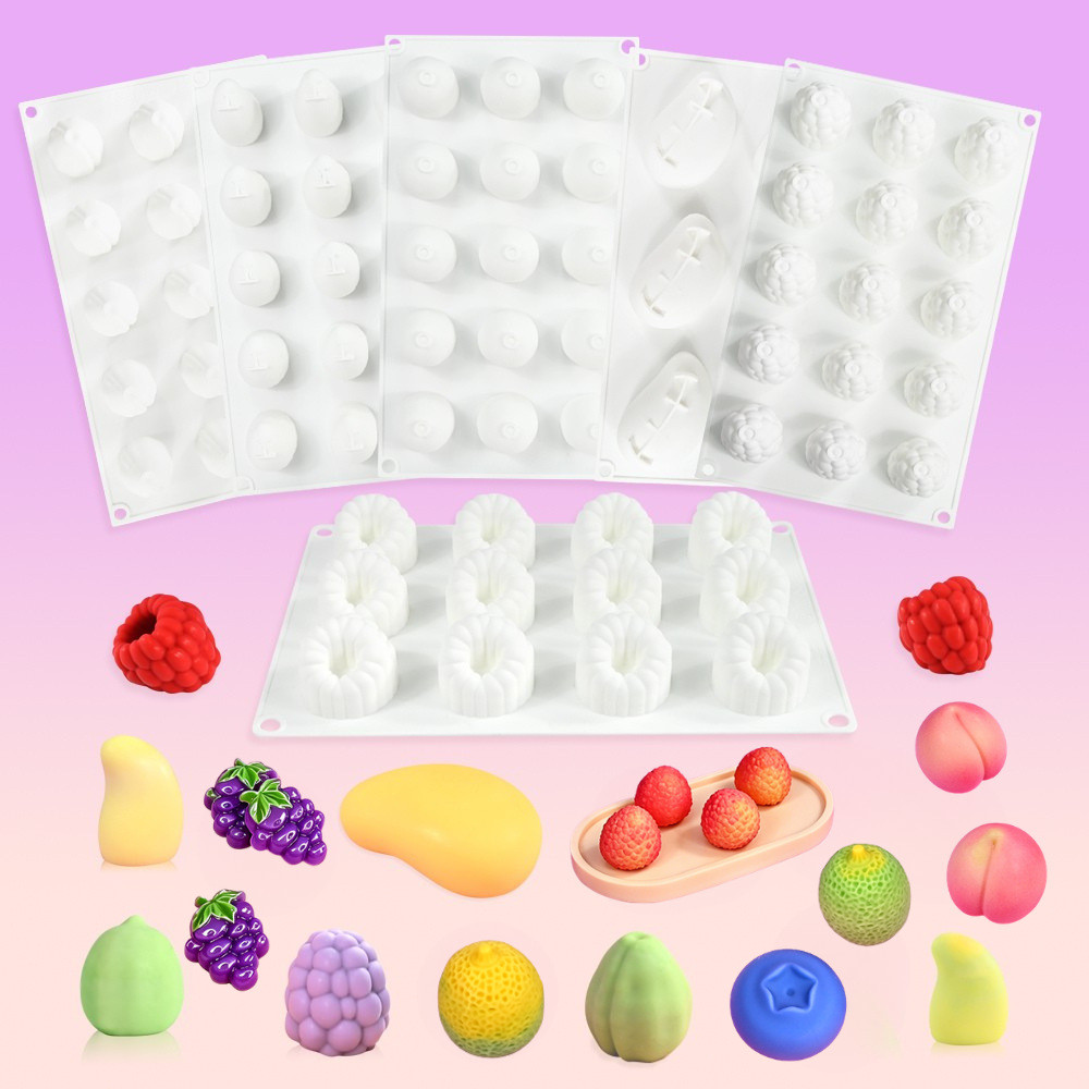 Blackberry Mango Lemon Mousse แม่พิมพ์เค้กราสเบอร์รี่สามมิติ Raspberry Peach Grape แคนตาลูปผลไม้ไอศกรีมแม่พิมพ์ซิลิโคน