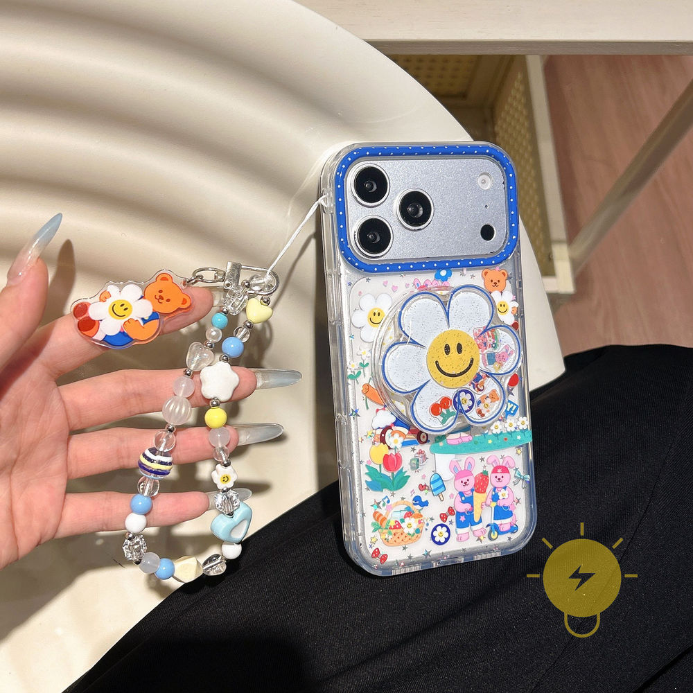 For เคสไอโฟน with Griptok Magnetic TPU Keychain Chain Blue Sun เคส Phone Case For iPhone 17 Pro Max 16 15 14 13 Cover  Aesthetic Korean Cute