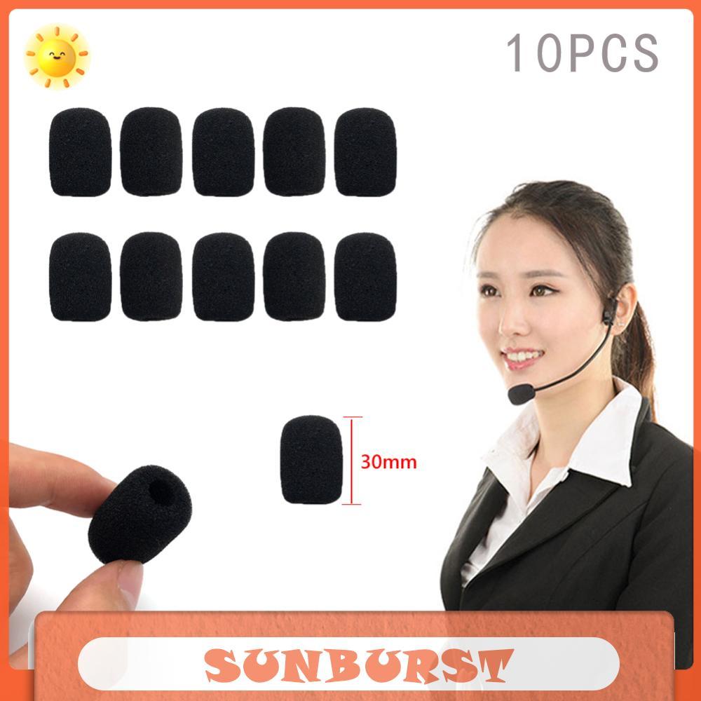 10ชิ้น30มิลลิเมตรสีดําไมโครโฟนชุดหูฟังโฟมฟองน้ํากระจกไมค์ครอบคลุมกรณีหมวก