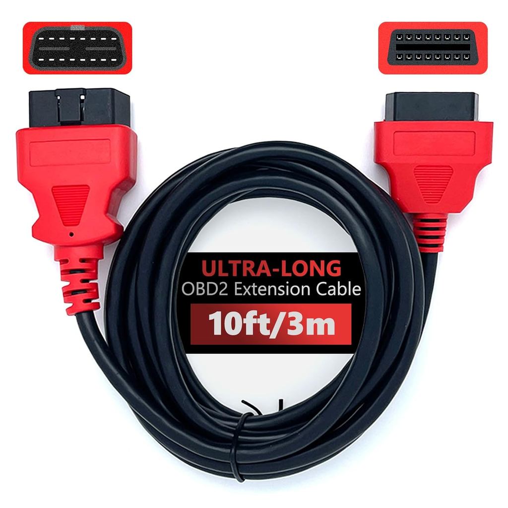 JUTA OBD2 Extension Cable Ultra-Long 10ft/3m 16-Pin OBD-II Male to Female Extension Cord OBDII Diagn
