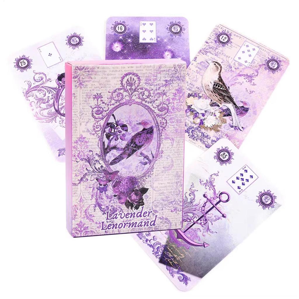 39 ชิ้น Seventh Sphere Lenormand Tarot เริ่มต้น Tarot Deck Tarotorial Guide เกมกระดานสีม่วง Oracle ก