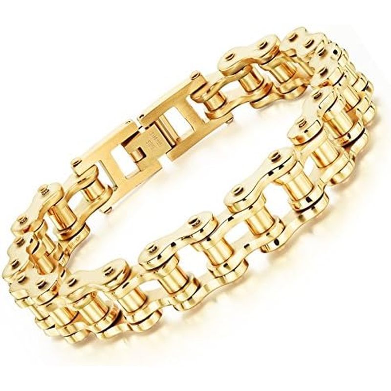 Jonline24h Mens Womens Stainless Steel Motorcycle Biker Chain Heavy Bracelet Rock Link Bracelet