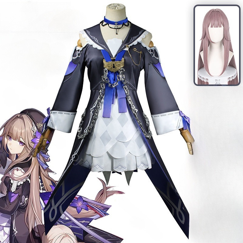Honkai Star Rail Herta เกมคอสเพลย์ ชุดหมวกสร้อยคอลูกปัดสำหรับผู้หญิง พร้อมวิกผม เหมาะสำหรับ HALLOWEE