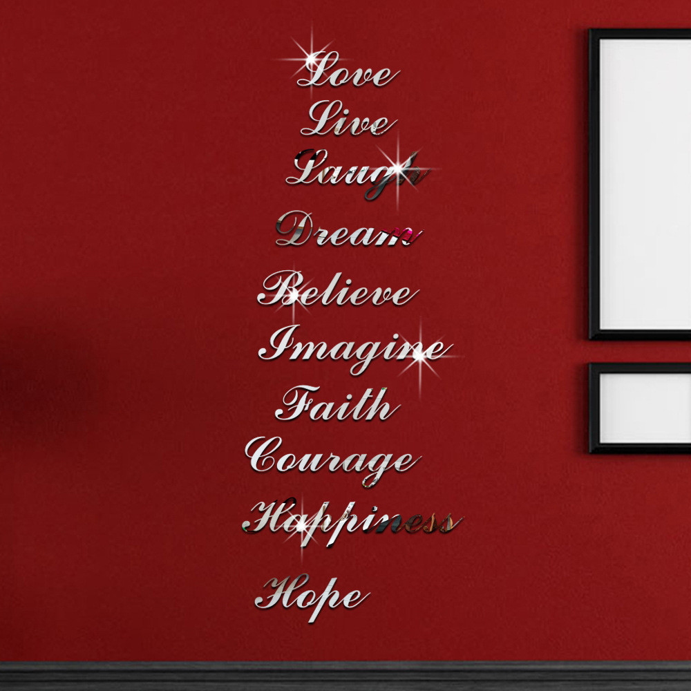 ราคาต่ํา Seckill JM123Love Live Laugh English Mirror Wall Sticker อะคริลิคบันไดตกแต่งสติกเกอร์ที่ถอด