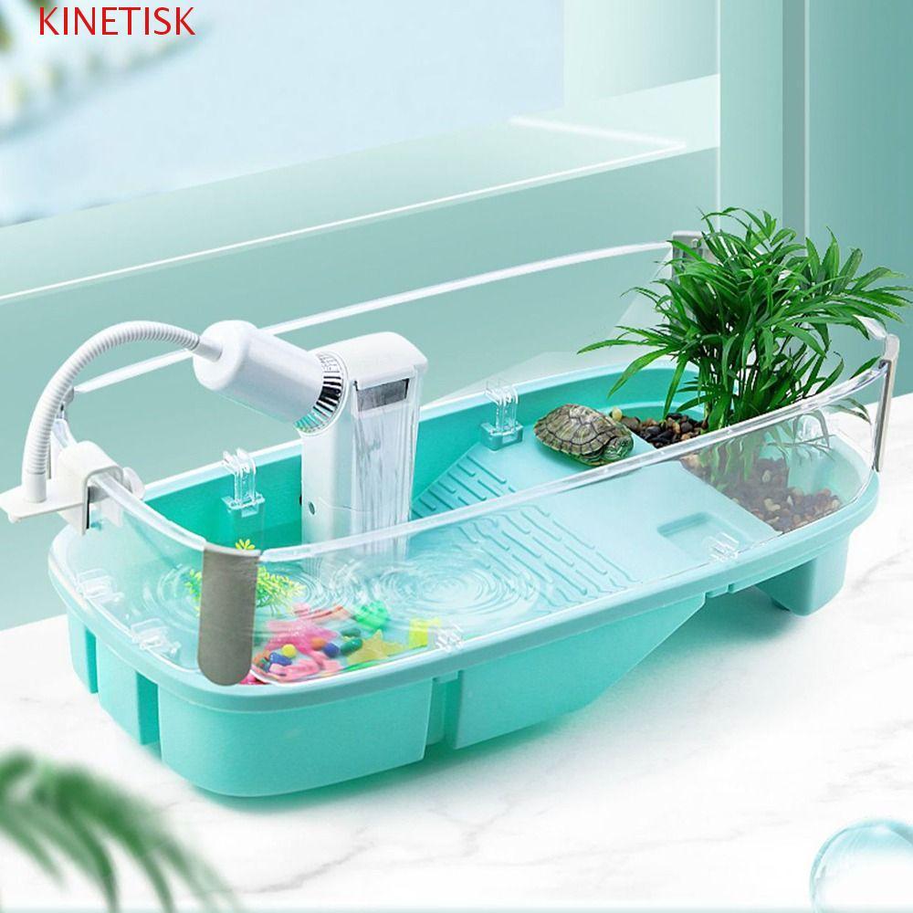 คิเนติสก์‌ Turtle Tank, Bask Platform Bottom Drain Turtle House, Durable Multi-function Area สะดวก W