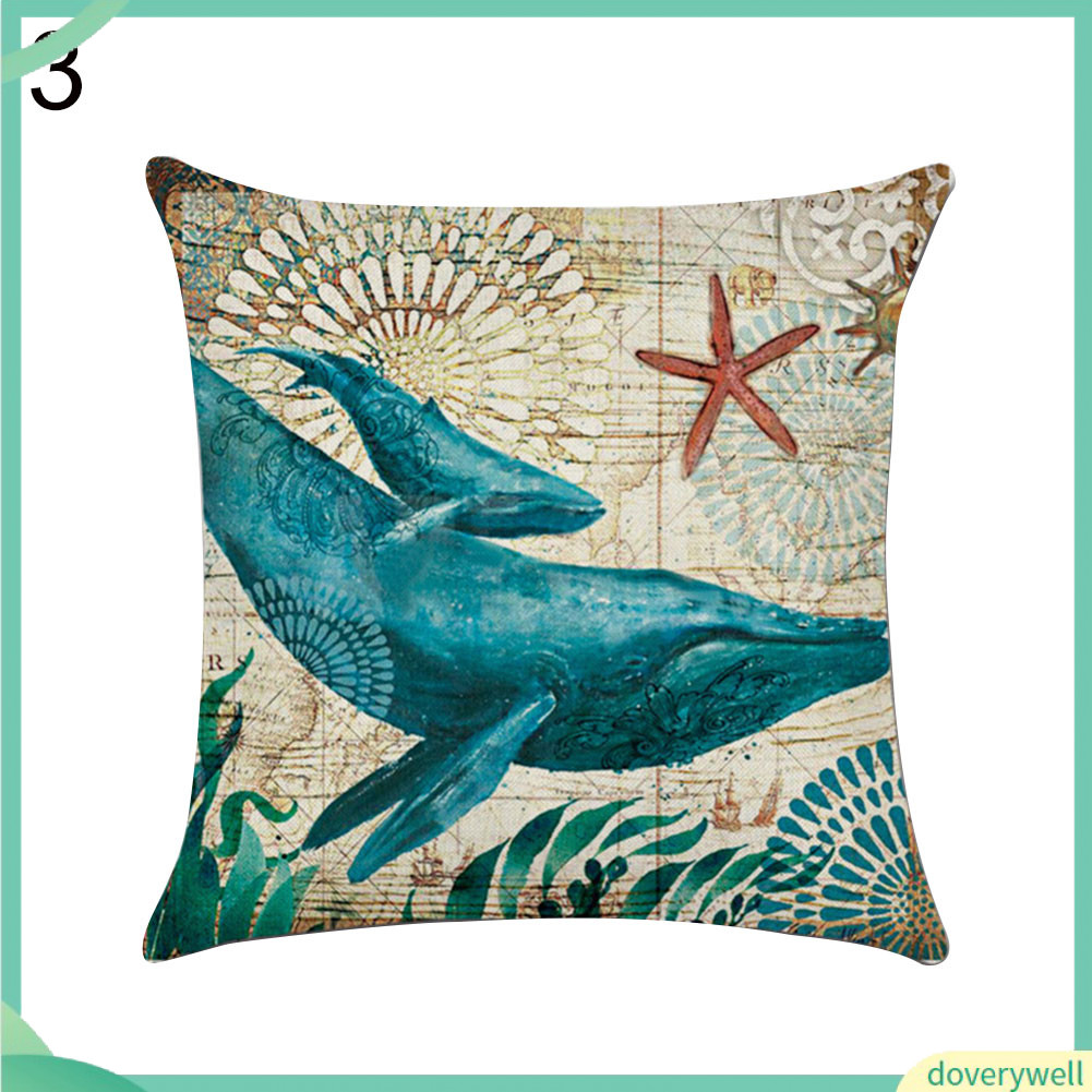 [domewell] Octopus Sea Turtle Whale Sea Horse Cushion Cover Throw Pillow Case Sofa Decor