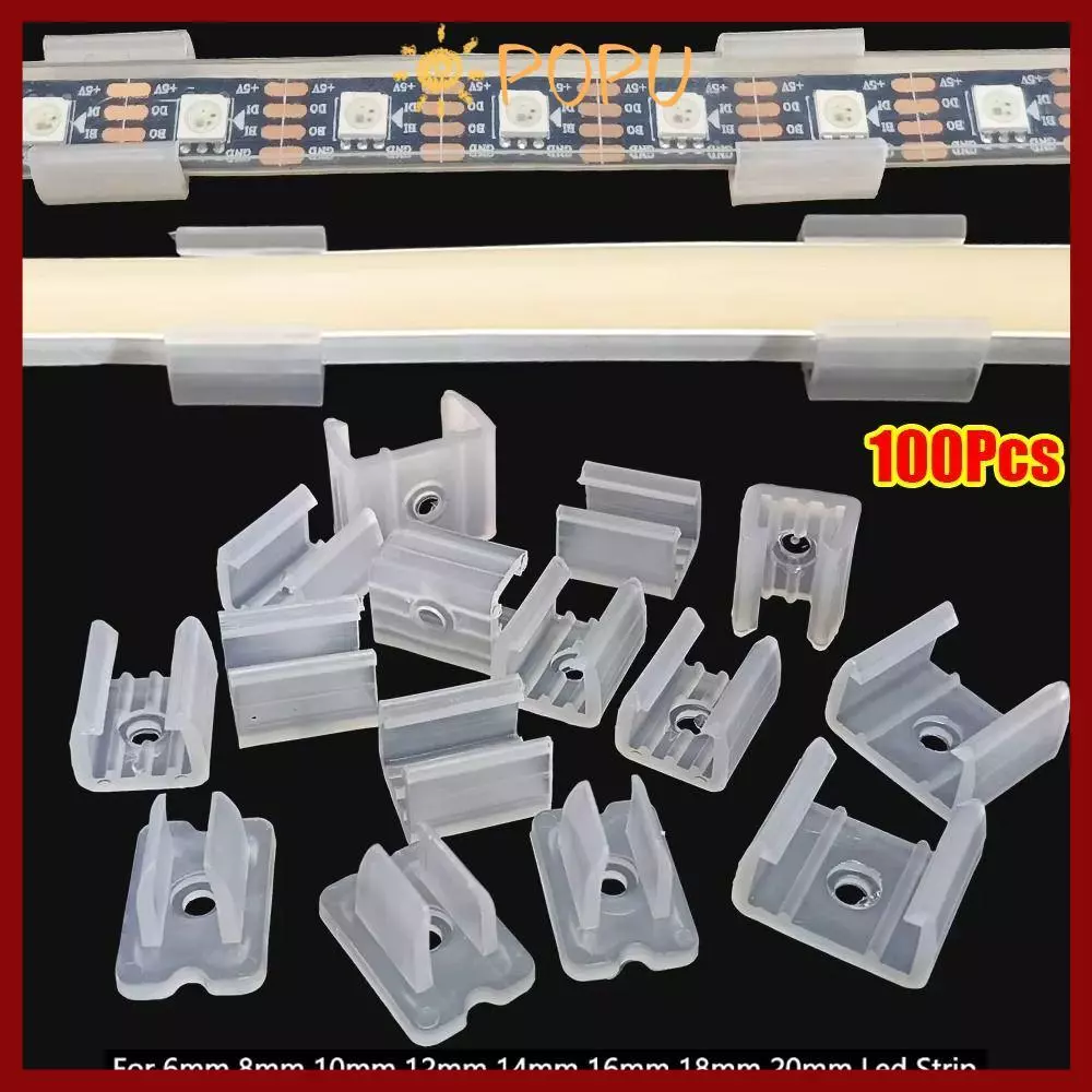 【พร้อมส่งไทย】POPU 100 ชิ้นหัวเข็มขัดยึดไฟ, 8-20 มิลลิเมตร 220 โวลต์ยืดหยุ่น COB LED Strip คลิปคงที่, 5050/5730/2835 ผู้ถือโคมไฟพลาสติกติดตั้งโคมไฟติดผนังเชื่อมต่อ