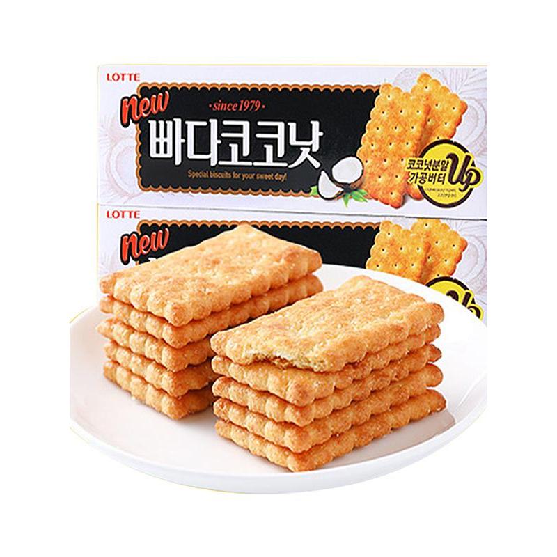 เกาหลีต้นฉบับนําเข้าบิสกิตขนมขบเคี้ยว Lotte Honey Coconut Milk Biscuits 100g Honey Biscuits