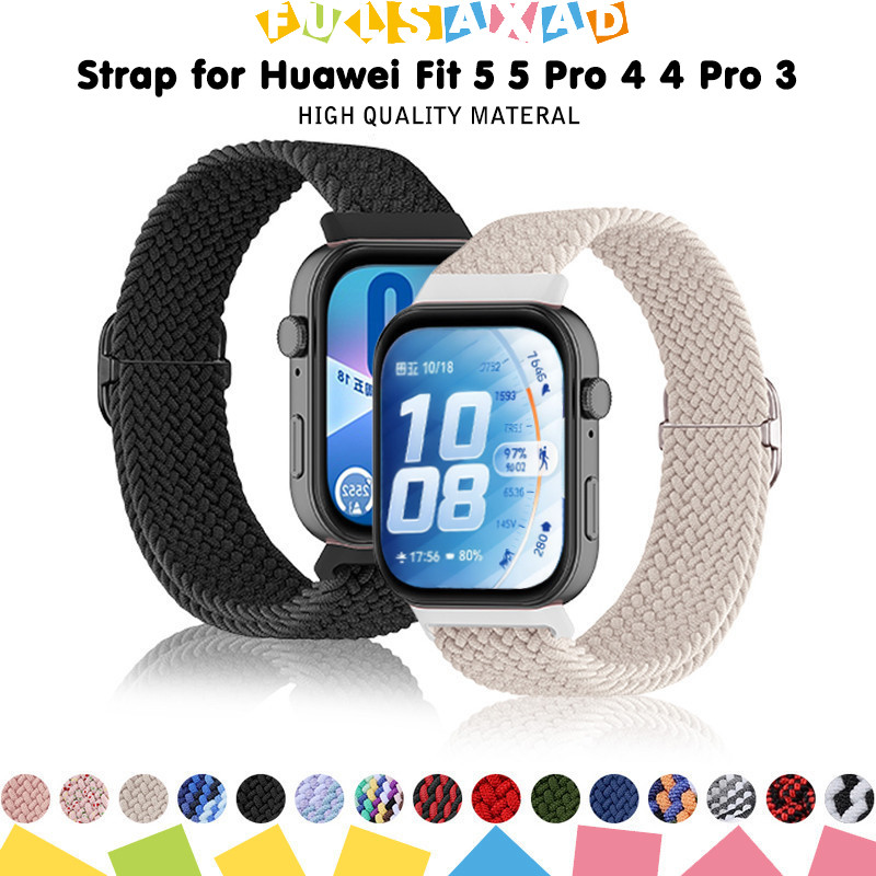 เทปไนลอนยืดหยุ่น for Huawei Watch Fit 5 4 3 / 5 Pro / 4 Pro สายรัดข้อมือเปลี่ยนสายรัดข้อมืออุปกรณ์เสริม for Huawei Fit 3