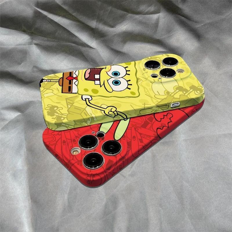 PC เคสโทรศัพท์แบบรวมทุกอย่างเหมาะสําหรับ iPhone 11 12 13 14 15 16 17 pro max SpongeBob SquarePants น่ารักการ์ตูน Hard Case