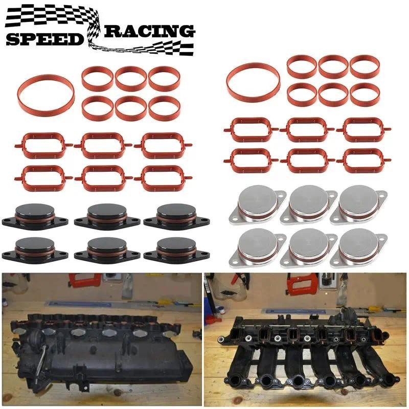 6PCS 22 มม./33 มม.Swron Flap แผ่นเปล่าพร้อมซีลปะเก็นไอดีสําหรับ BMW M47 M57 E39 E87 E46 E90 E39 E60 