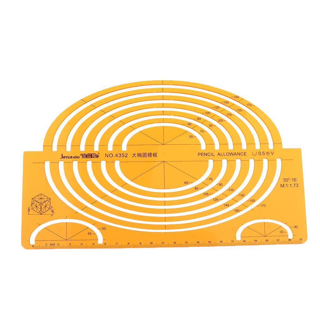 [txejgi] ขนาดใหญ่ ISOMETRIC ELLIPSE DRAWING STENCIL STUDENTS MATH RULER CRAFT สีเหลือง 4352