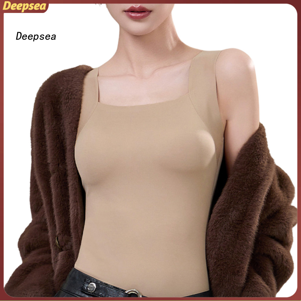 DPA บรา-tank top แบบไร้สาย ยืดพิเศษนุ่ม U-คอ ทรงslim fit มีpadding และlayering - สไตล์วันaday