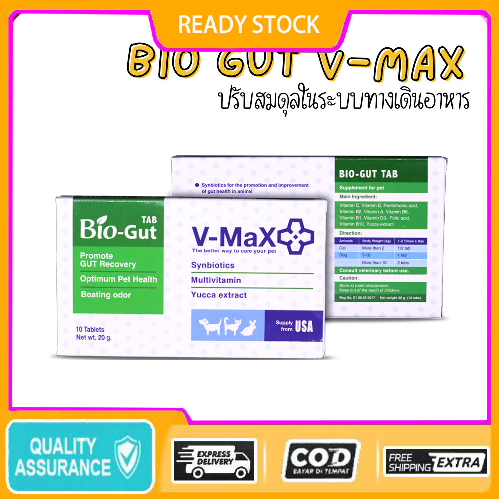 Bio Gut V-max ปรับสมดุลย์ระบบทางเดินอาหาร ช่วยแก้ปัญหาท้องเสีย 10 เม็ด/กล่อง [ MSA-0025 ]