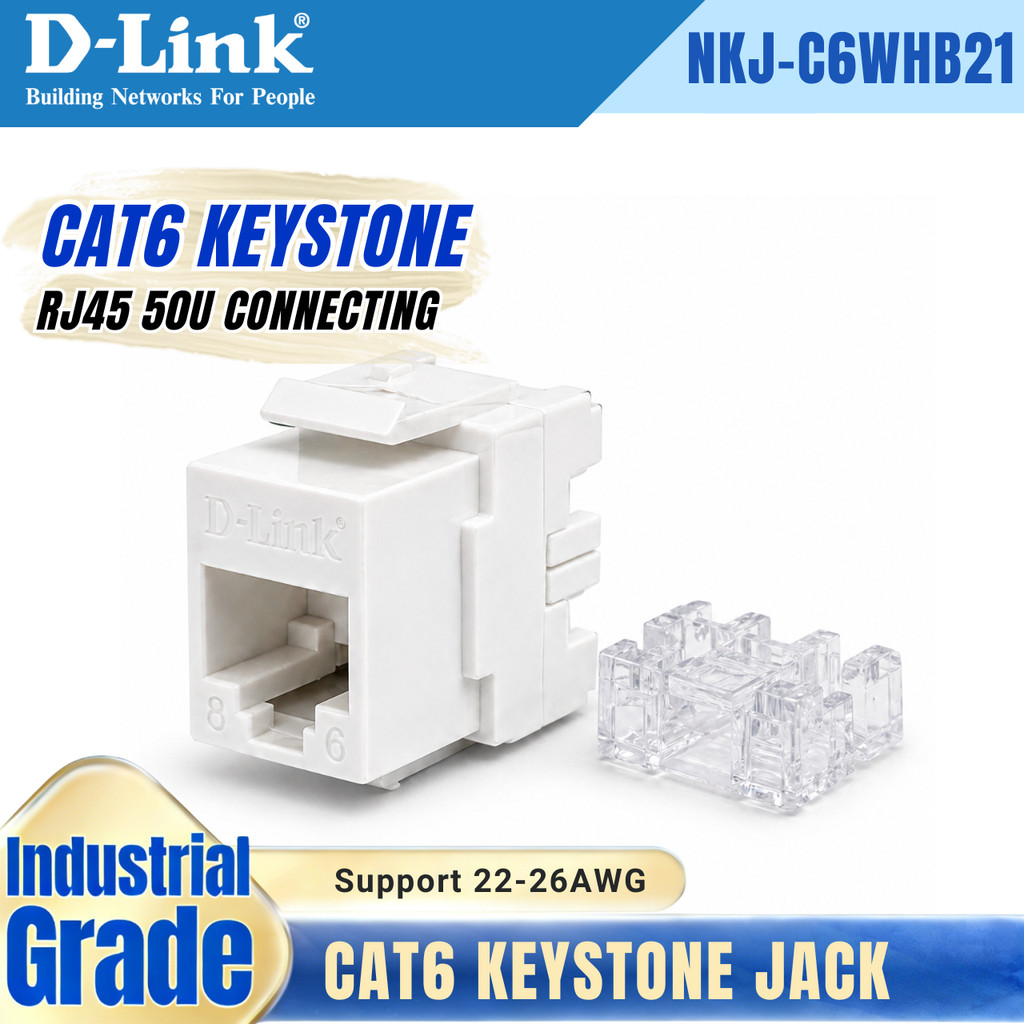 D-LINK NKJ-C6WHB21 CAT6 Keystone แจ็ค Rj45 50U เครือข่ายสําหรับ Lan CAble 22-26AWG