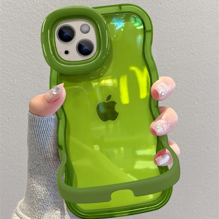 เหมาะสําหรับ Apple 15 เคสโทรศัพท์ iPone13pm Simple Pure Case 14 ขอบหยักที่มองไม่เห็นวงเล็บคู่ 16/17 