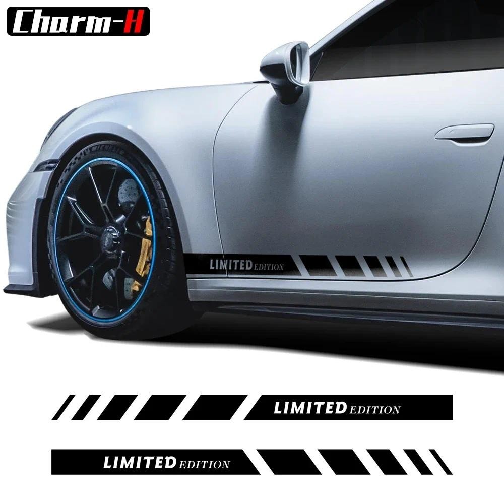 2 ชิ้นประตูด้านข้างลายสติกเกอร์ไวนิล Limited Edition กราฟิกสําหรับ Porsche 911 997 996 GT3 GT2 RS Ac