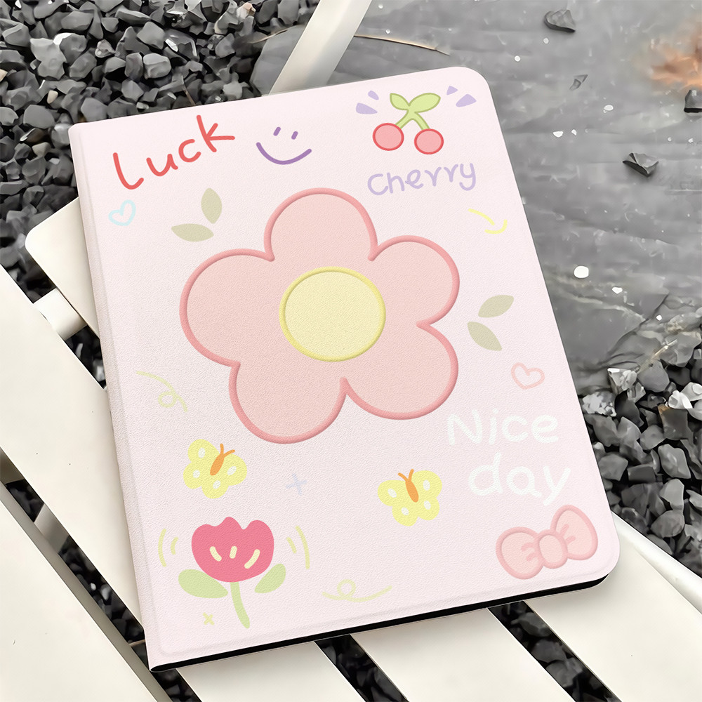 🌼ออกให้ 24 ชม🌼For iPad Gen9 ดอกไม้ที่น่ารัก เคส เคสไอแพด พร้อมช่องเสียบปากกา Gen 8 10 Pro 11 mini 6 7 Air 3 4 5 Gen7/6