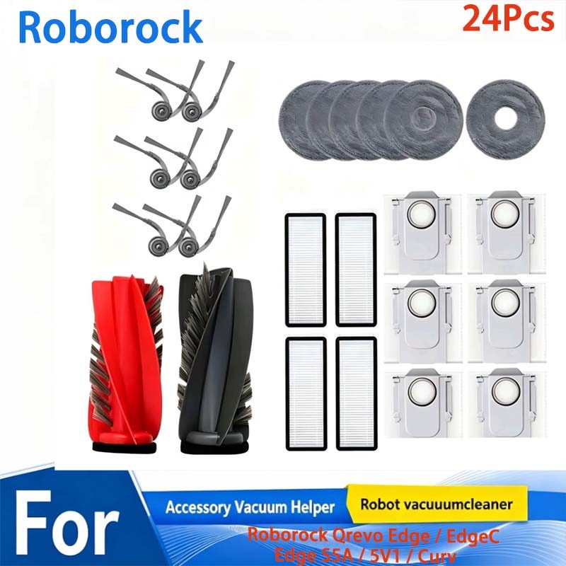 สําหรับ Roborock Qrevo Edge / EdgeC / Edge S5A / 5V1 / Curv ชิ้นส่วนสูญญากาศ (24 ชิ้น)