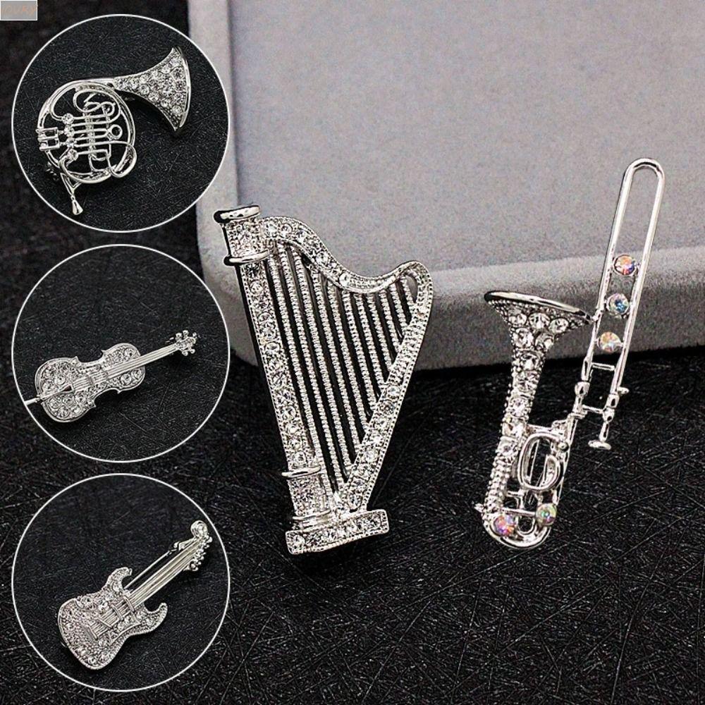เข็มกลัดผู้หญิง IVORY Mini Unique . เสื้อผ้าอุปกรณ์เสริมเสื้อกันหนาวคอ Pin Sax ไวโอลิน Harp กีตาร์เพ