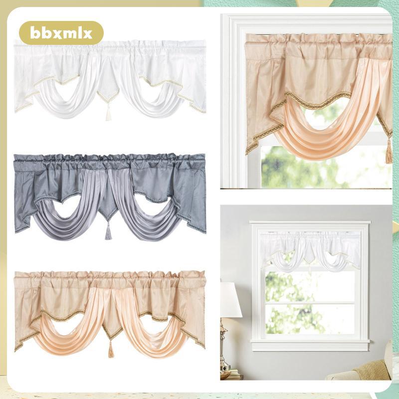 [bbxmlx] Rod Pocket Curtain Valance Boho พร้อมพู่ตกแต่ง Blackout Valance สั้น
