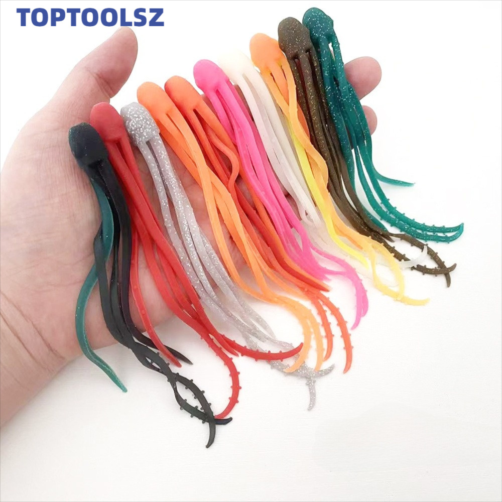 TOPTOOLS 3 ชิ้นเหยื่อปลอมนุ่ม, Octopus Double Tailed Fishing Soft Lures, ที่มีประโยชน์พลาสติก LifeLike Vibrant สีสมจริงเหยื่อตกปลา