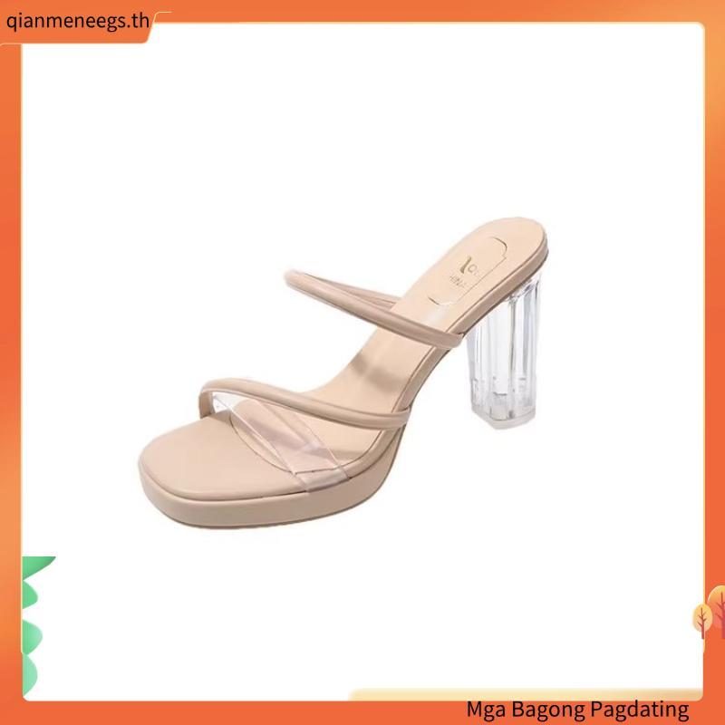 heels heels for women 2024 ผู้มีอิทธิพล ร้อนขายหนึ่งคําสายรัดสไตล์นางฟ้าเพิ่มความสูงรองเท้าเดียวขนาด