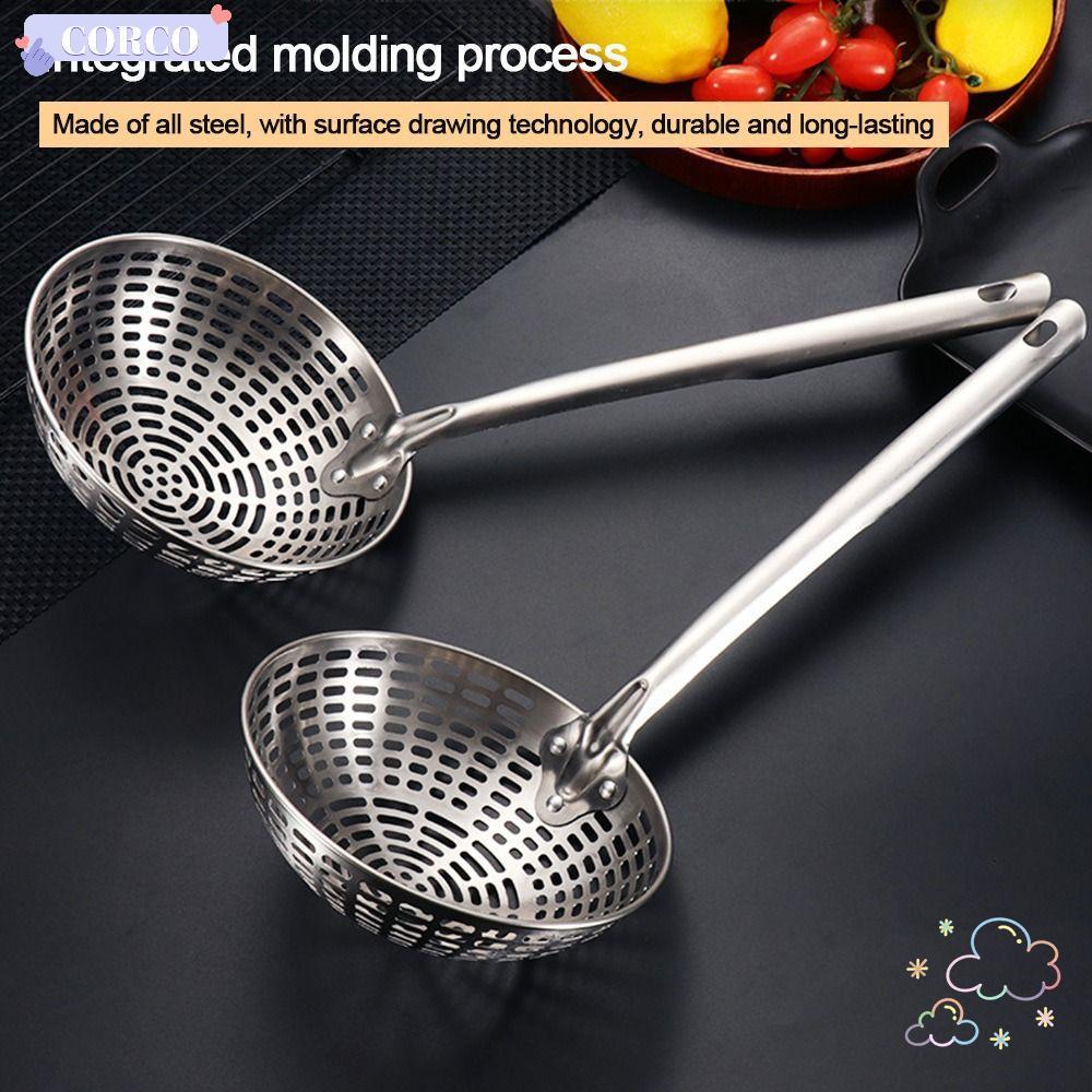 CORCO Skimmer ช้อน, Skimmer ยาวสแตนเลสกระชอน,ที่มีประโยชน์เครื่องมือทําอาหารตาข่ายกรอง Gadgets ครัวก