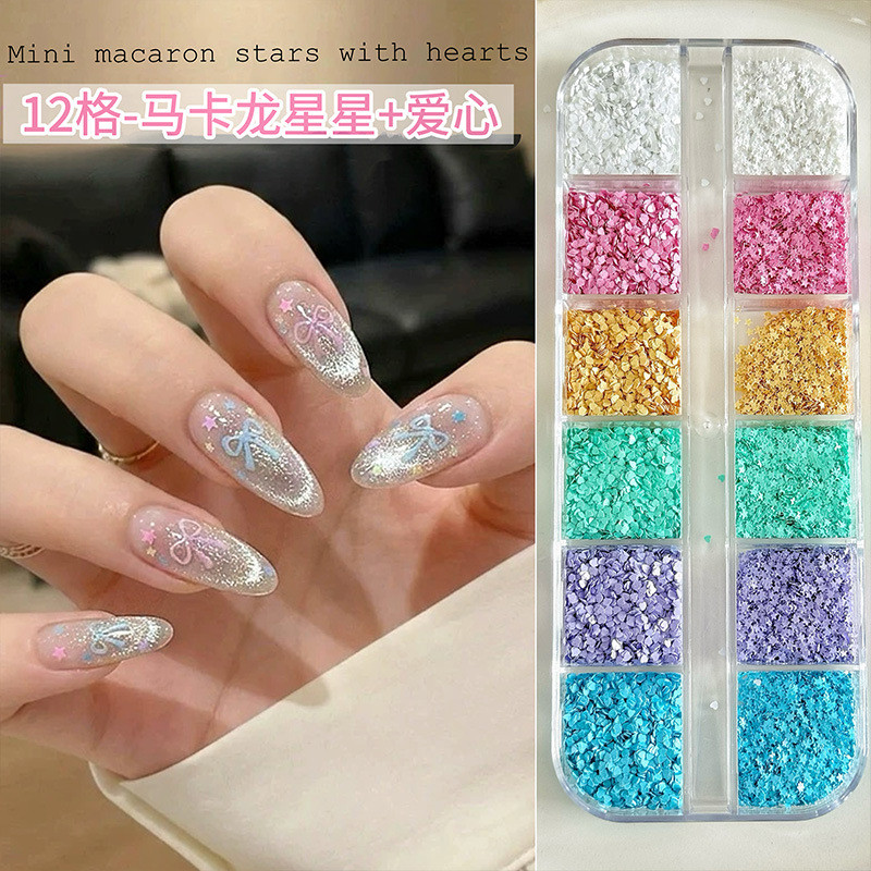 1 มม. Macaron Star Love Nails Sequins Influencer ขายร้อน Dopamine สี Super Mini Five-pointed Star Sequins