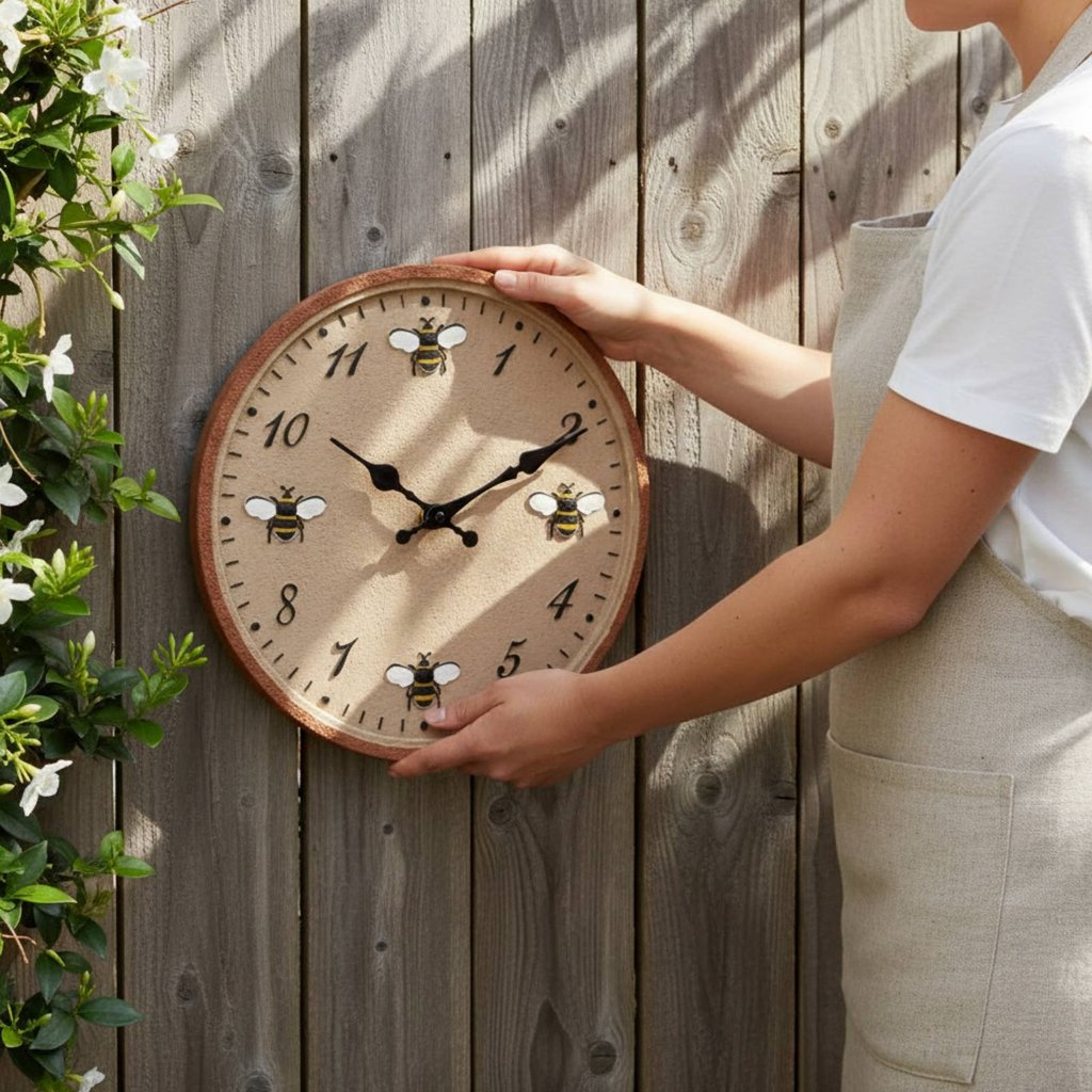 ป้องกันความชื้น Bee Garden Timepiece ขนาดใหญ่ Face Outdoor Wall Timepiece IP44 สําหรับ Poolside