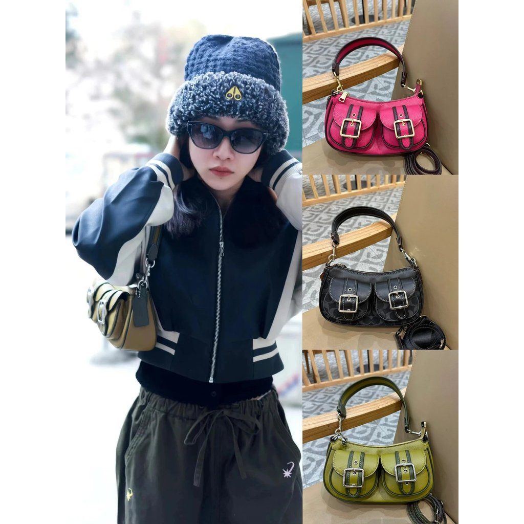 COACH/COACH Medieval Underarm Baguette Bag Mahjong Bag CP114 Pure Black CM079 Fighting CM078