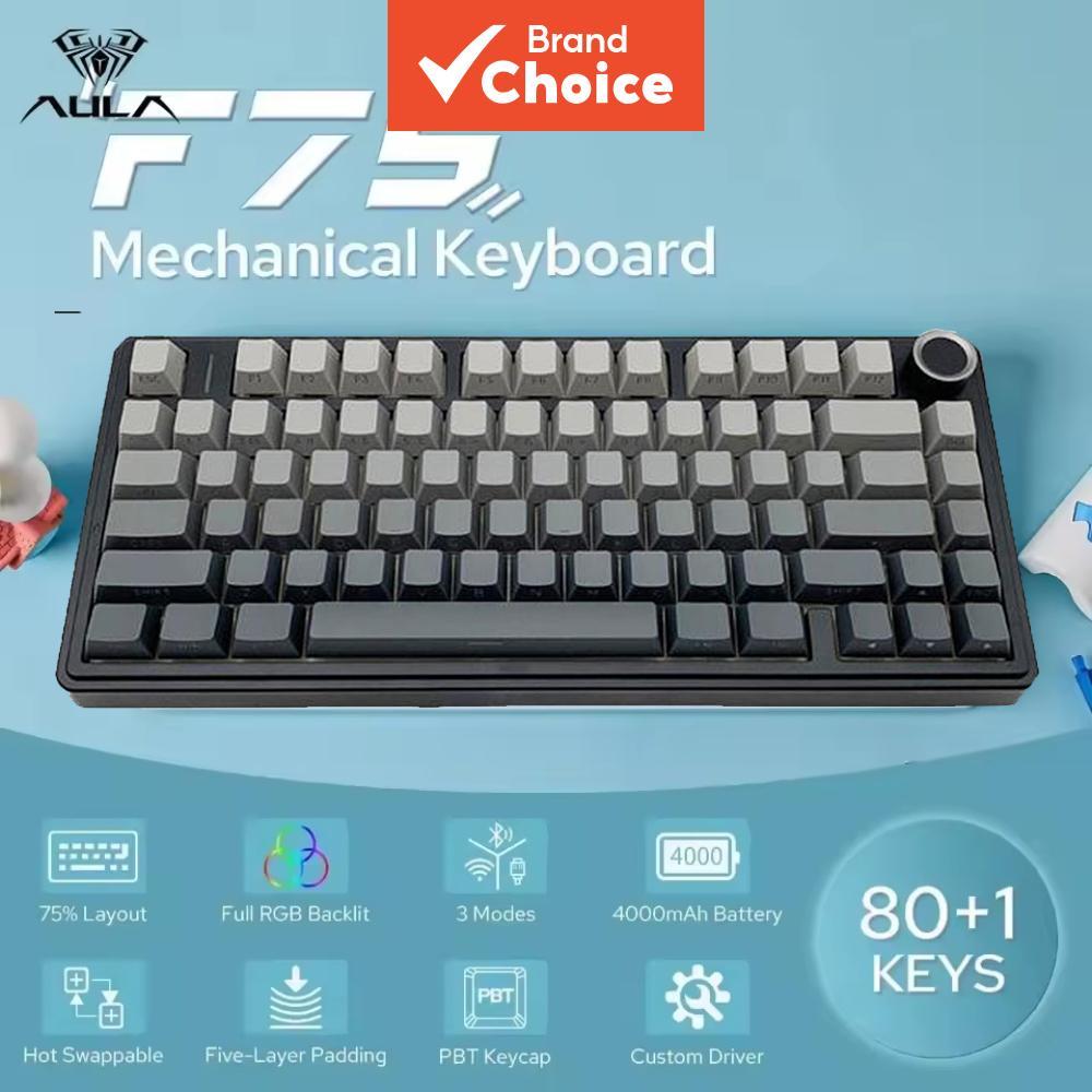 Aula F75 Tri Mode 75 เปอร์เซ็นต์ Hot Swappable Rgb Gaming Keyboard 4000Mah