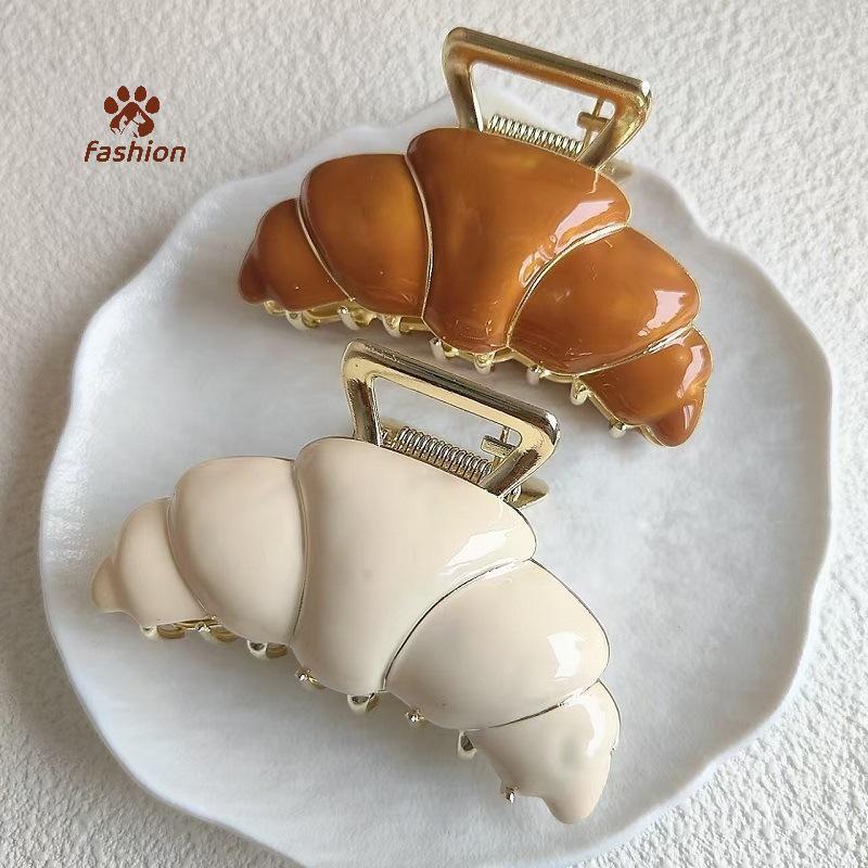 [Fas-t] 2026 ใหม่ครัวซองต์อร่อยโลหะผสมผม Claw 8 ซม.ชุดอาหาร Claw คลิปขนมปังปูคลิปผมเครื่องประดับผมสําหรับผู้หญิงสาว