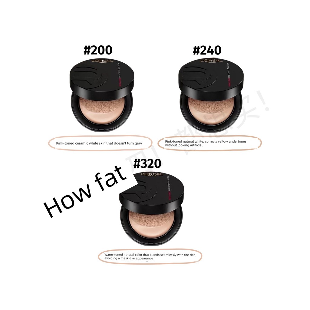 พัฟคุชชั่น พัฟแต่งหน้า พร้อมสต็อก LOREAL เบาะรองนั่งไขมันสีดําสไตล์ใหม่ bb ครีมถือคอนซีลเลอร์ควบคุมค