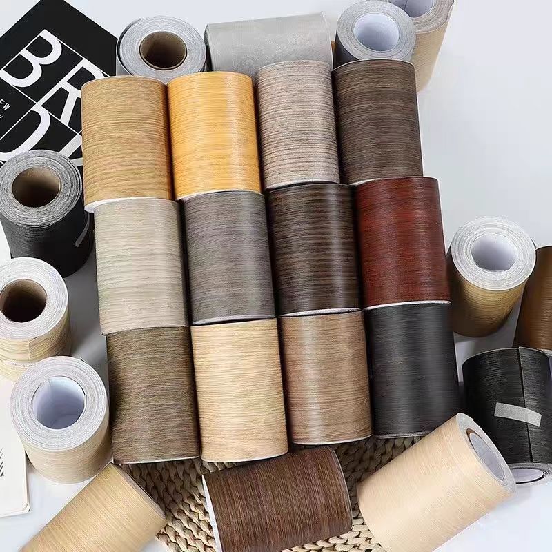บัวพื้น บัวติดขอบผนัง pvc สติกเกอร์ติดผนัง บัวพื้น บัวผนัง แบบม้วนเทป วอลเปเปอร์ลายไม้แบบเทป ยาว 5เมตร wallpaper tape
