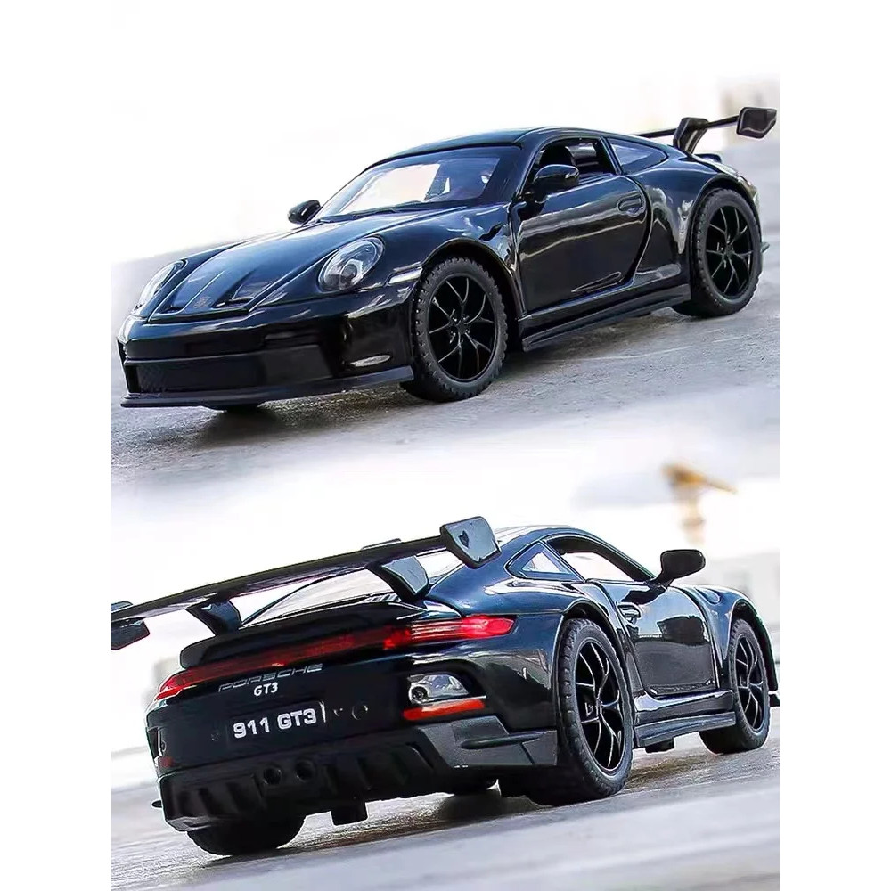 1:32 911 GT3 RS รถสปอร์ตจําลองสูงของเล่นดึงกลับโลหะผสมพร้อมคอลเลกชันรถเสียงและแสง