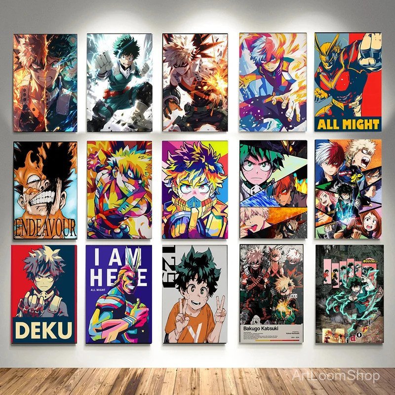 NH7M My Hero Academia Dream อะนิเมะภาพยนตร์ Retro โปสเตอร์พิมพ์การ์ตูนบทบาทคลาสสิกร้อนผ้าใบภาพวาด Po