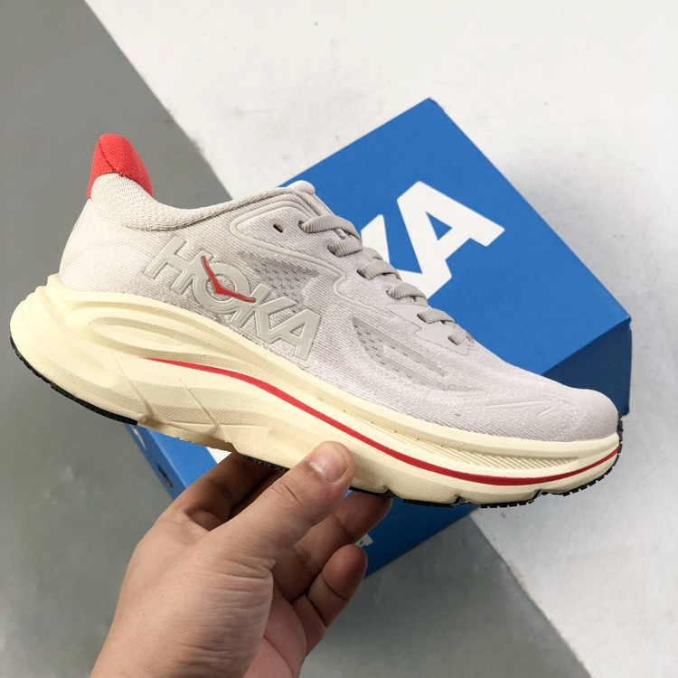 HOKA One One Bondi 9 รองเท้าวิ่งพื้นหนาอินเทรนด์ Retro Functional Street รองเท้าผ้าใบ P9N1 FYTK