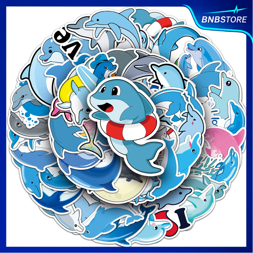 🍀ส่งจากไทย🍀 50แบบ สติกเกอร์ ปลาโลมา dolphin animal cartoon sticker พร้อมส่ง