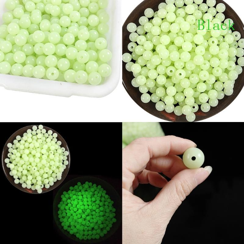 สีดํา 100 ชิ้นลูกปัดตกปลา Stopper NonSlip Luminously ลูกปัดตกปลาสําหรับตกปลาน้ําเค็ม