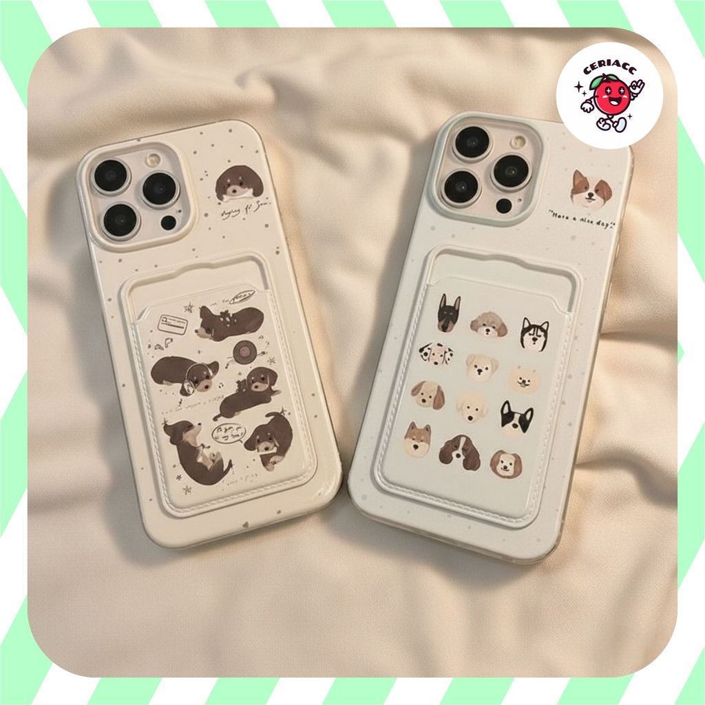 PRINTING CLEAR CARD CASE CUTE DOG สําหรับ samsung a36 a56 a16 m20 m31 m30s m21 a01 a02 j7 prime a03s