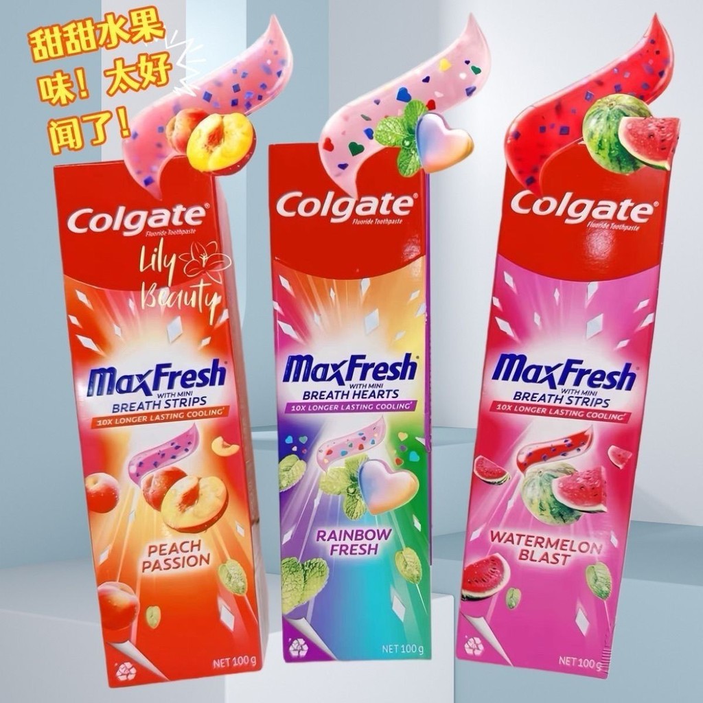 T Thailand ยาสีฟันคอลเกต โดปามีน Watermelon Peach Miracle Berries Adult Whitening Fresh Breath 100g/